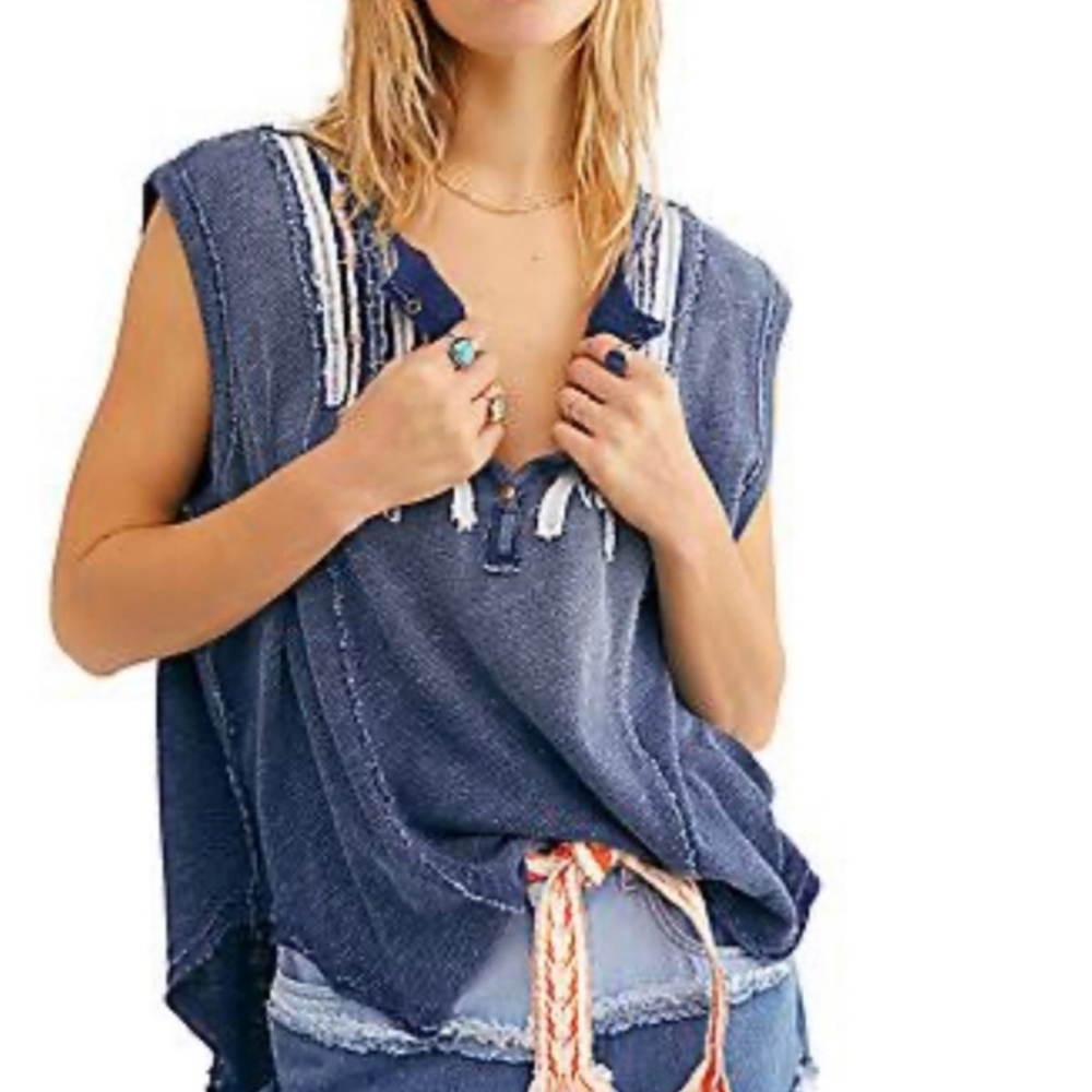 Free People Harvey Muscle Top Indigo Combo